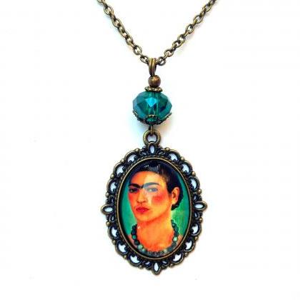 Gorgeous Necklace With A Frida Kahlo Cameo Pendant..