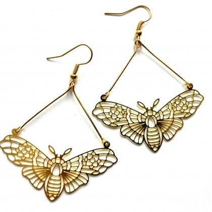 Gold Filigree Moth Earrings, Selma Dreams