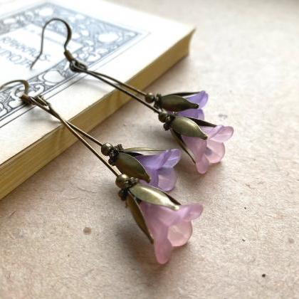 Lilac And Pink Bellflower Earrings, Selma Dreams