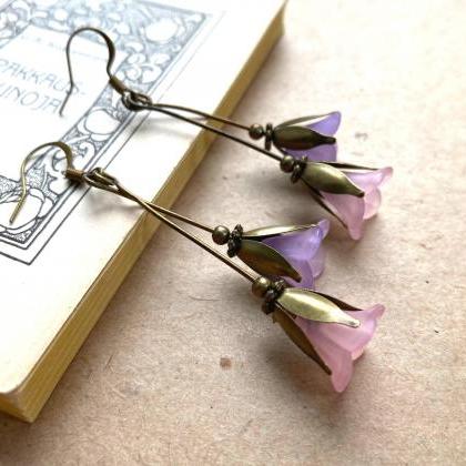 Lilac And Pink Bellflower Earrings, Selma Dreams
