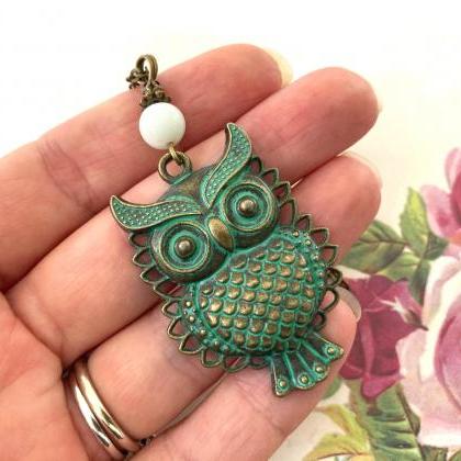 Owl Necklace With A Jade Pearl, Selma Dreams