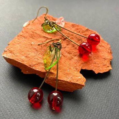Cute Glass Cherry Earrings, Selma Dreams