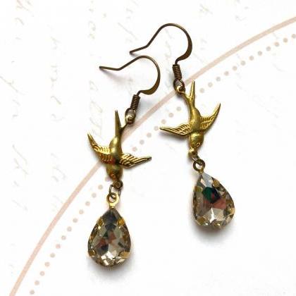 Gorgeous Sparrow Earrings With Jewels, Selma..