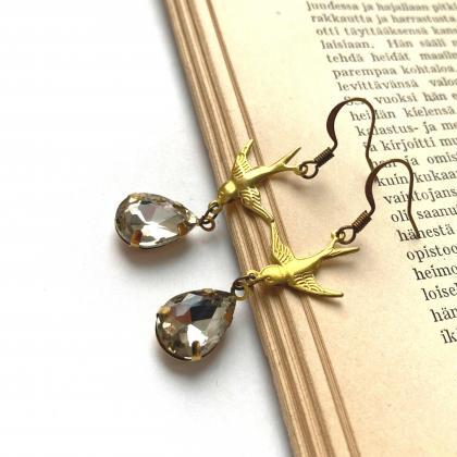 Gorgeous Sparrow Earrings With Jewels, Selma..