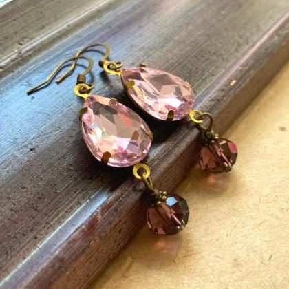 Elegant Pink Glass Earrings, Selma Dreams