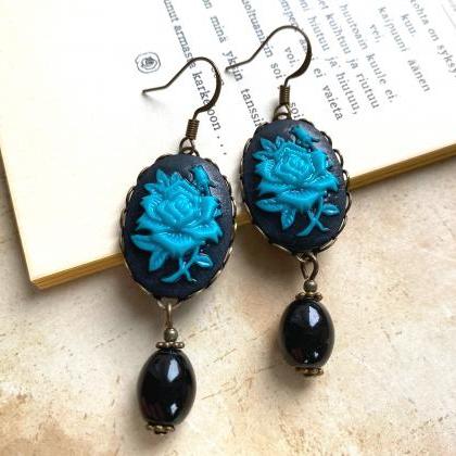 Stunning Cameo Earrings With Recycled Glass Beads,..