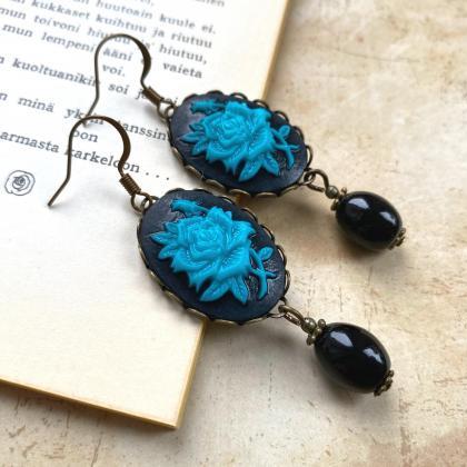 Stunning Cameo Earrings With Recycled Glass Beads,..