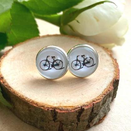 Studs Or Dangle Earrings! Silver Bicycle Earrings,..
