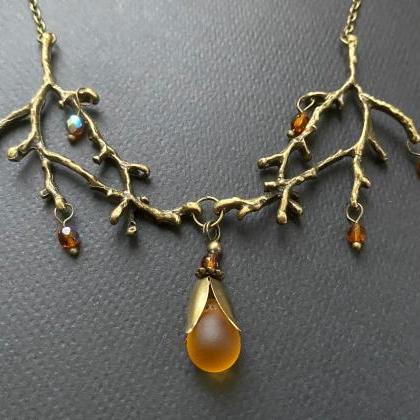 Autumnal Enchanted Forest Necklace With Glass..