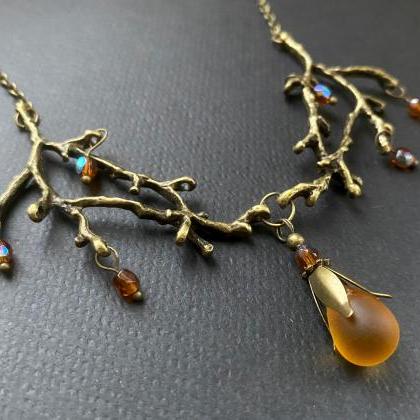 Autumnal Enchanted Forest Necklace With Glass..