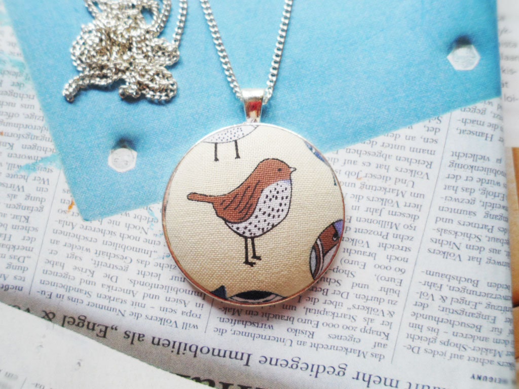 Scandinavian Bird Necklace With A Cotton Fabric Pendant And Silver Plated Chain, Selma Dreams