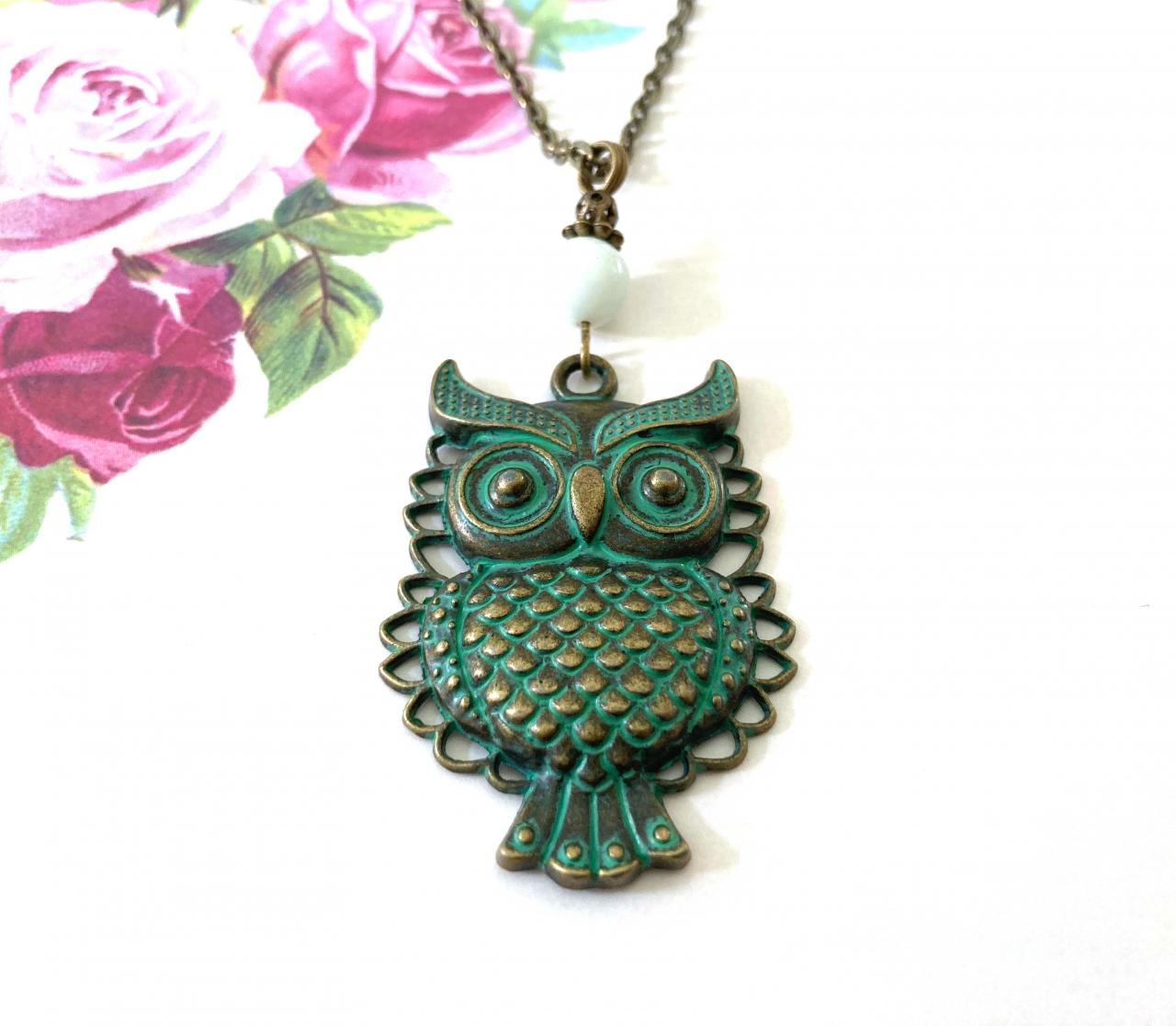 Owl Necklace With A Jade Pearl, Selma Dreams