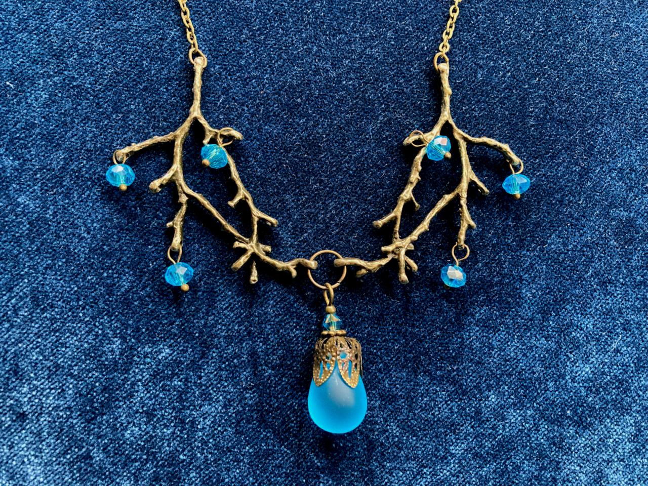 Enchanted Forest Necklace With Blue Glass Beads, Selma Dreams