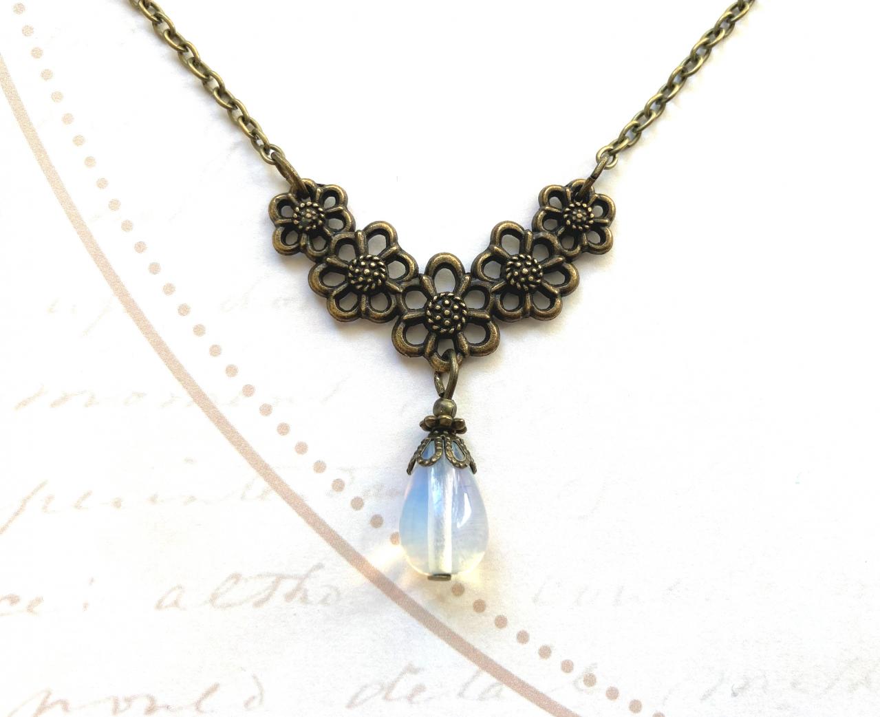 Art Nouveau Necklace With A Moonstone Gemstone Pendant, Selma Dreams