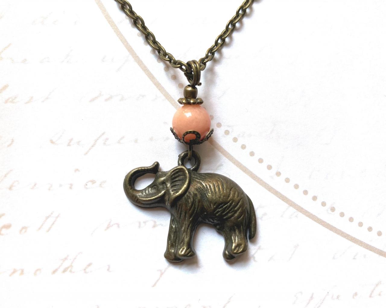 Lovely Elephant Necklace With A Peach Jade Pearl, Selma Dreams