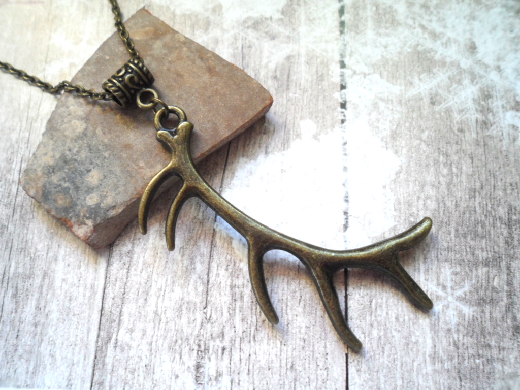 Boho Style Antiqued Brass Antler Necklace, Selma Dreams
