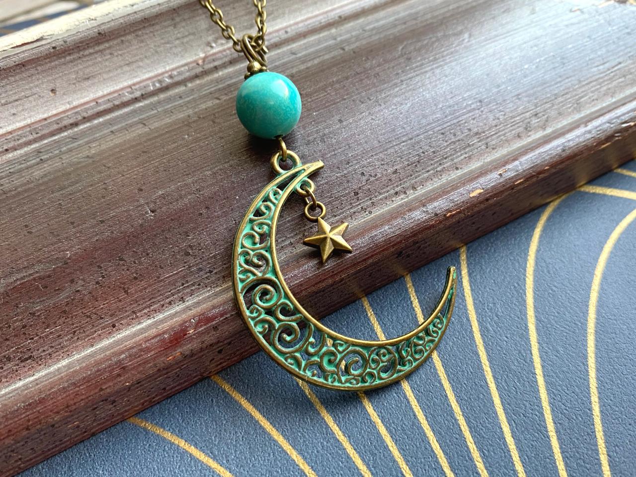Celestial Necklace With A Turquoise Gemstone Pearl, Selma Dreams