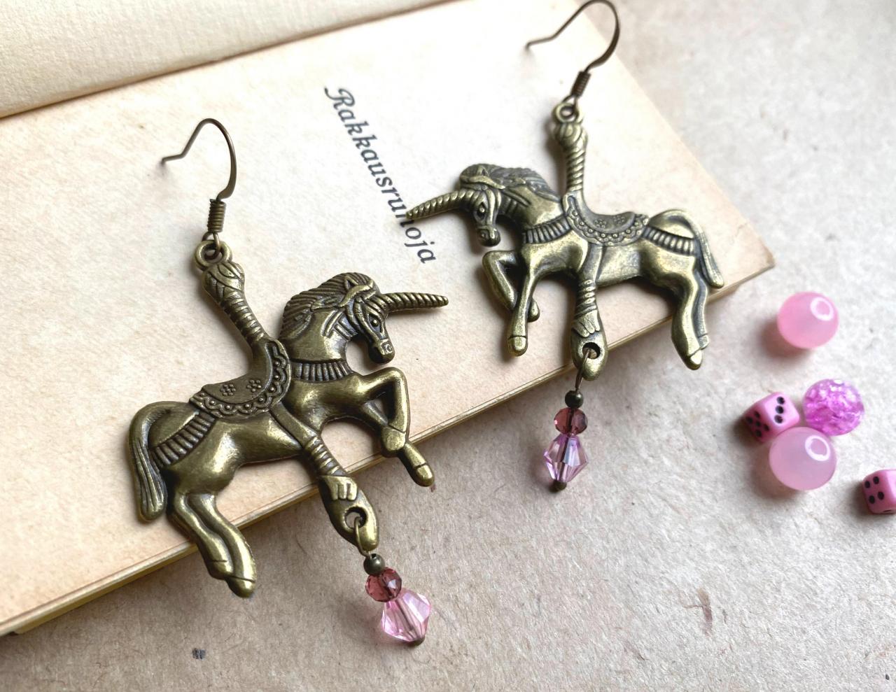 Carousel Horse Earrings With Glass Beads, Selma Dreams