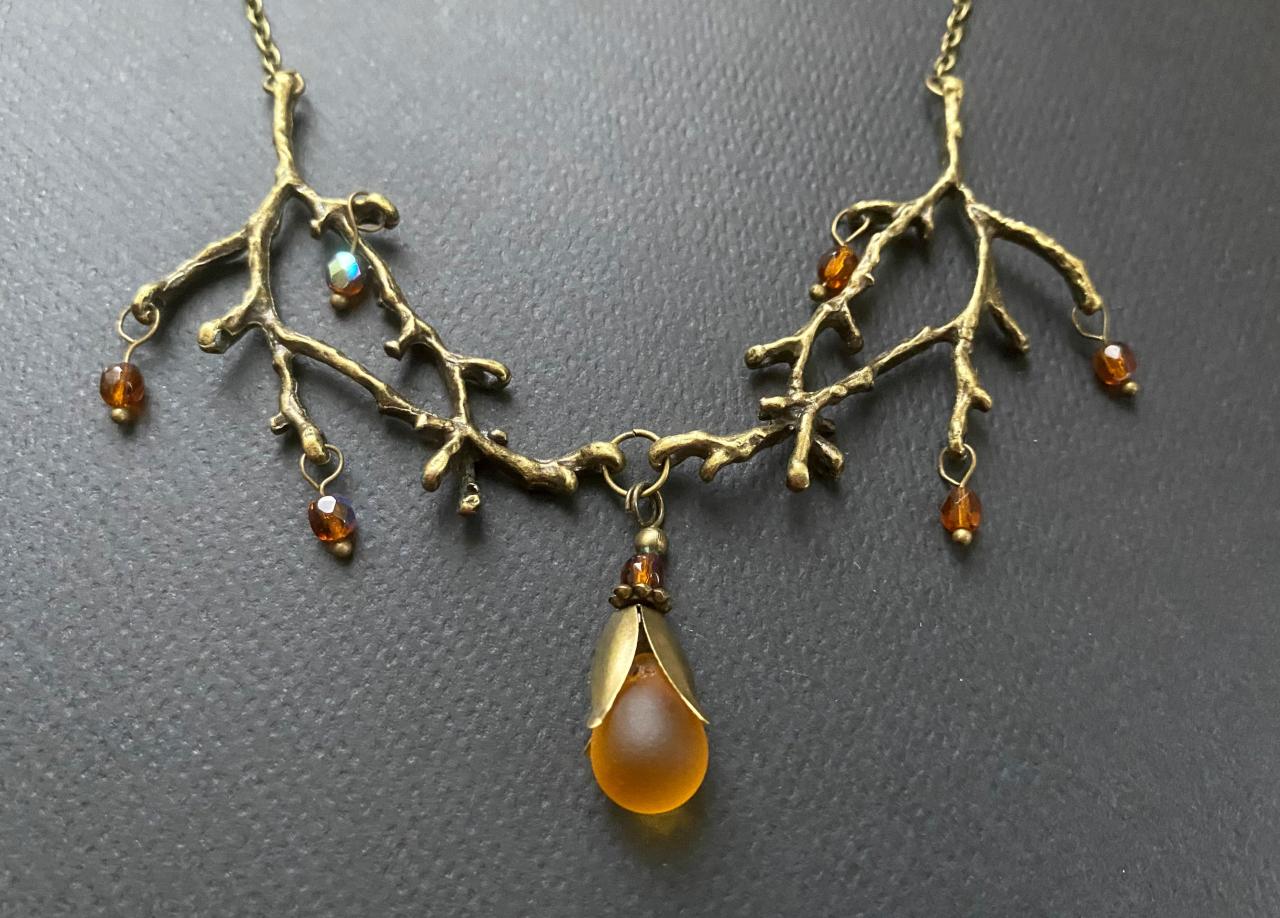 Autumnal Enchanted Forest Necklace With Glass Beads, Selma Dreams