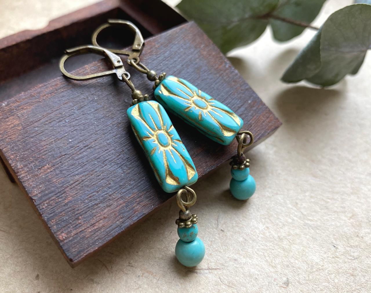 Beautiful Turquoise Art Nouveau Earrings, Selma Dreams
