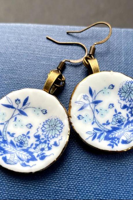 Whimsical Miniature Porcelain Dinner Plate Earrings, Selma Dreams