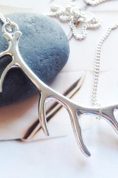 Boho silver plated antler necklace, Selma Dreams