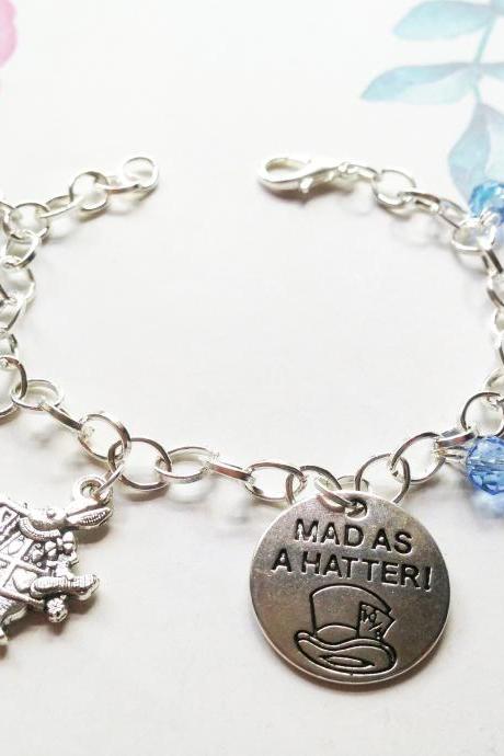 Sky blue Alice in Wonderland inspired charm bracelet, Selma Dreams