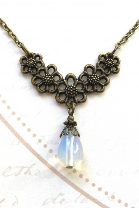 Art Nouveau necklace with a moonstone gemstone pendant, Selma Dreams