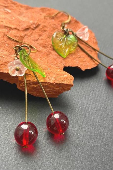 Cute Glass Cherry Earrings, Selma Dreams