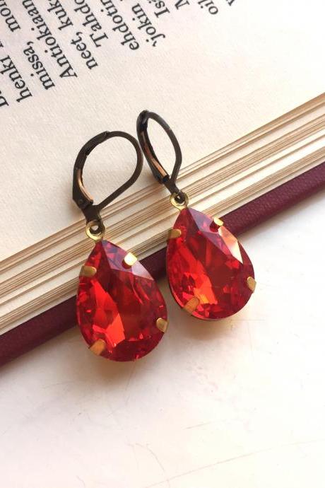 Ruby Red Glass Earrings, Selma Dreams