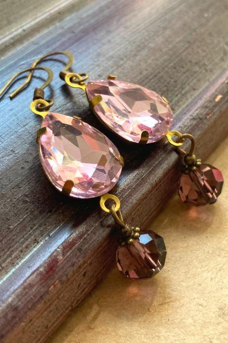 Elegant Pink Glass Earrings, Selma Dreams