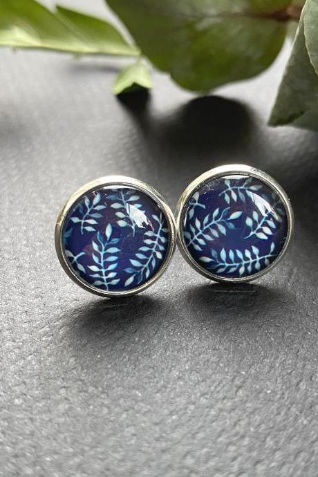 Studs Or Dangle Earrings! Scandinavian Silver Earrings With Blue Leaf Pendants, Selma Dreams