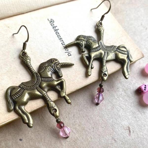 Carousel horse earrings with glass beads, Selma Dreams